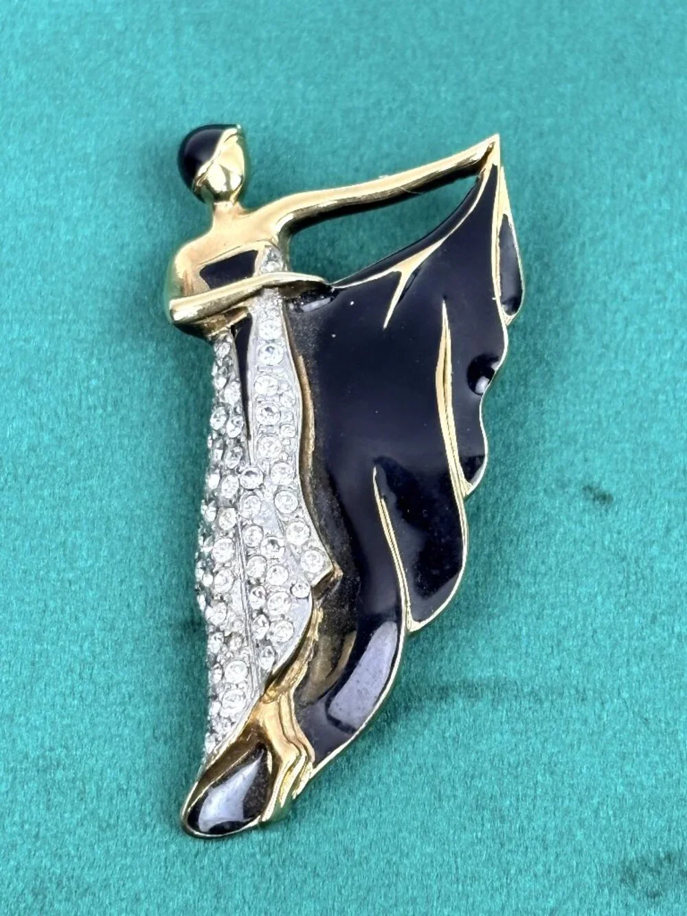 Vintage Carolee Signed Art Deco Style Figural Lady Brooch Pin